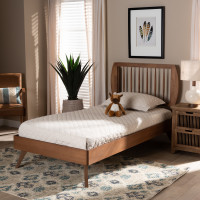 Baxton Studio Emiko-Ash Walnut-Twin Baxton Studio Emiko Modern and Contemporary Walnut Brown Finished Wood Twin Size Platform Bed